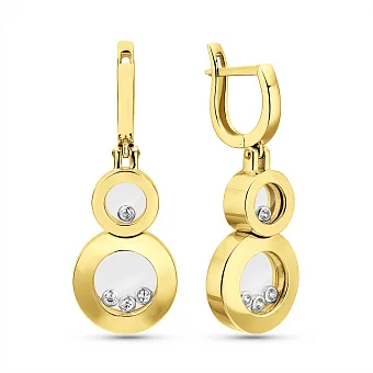 Серьги из желтого золота с фианитами (арт. 1091925ж)