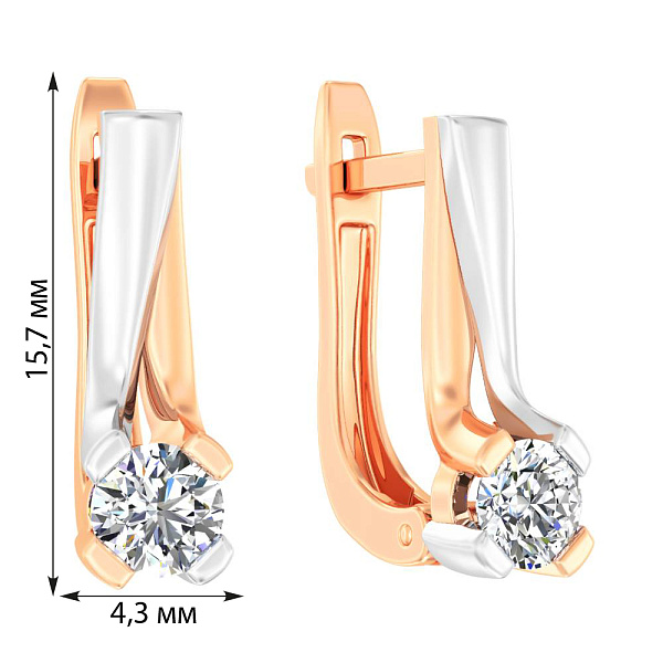Сережки из красного и белого золота с бриллиантами (арт. С011118040кб) – изображение 3