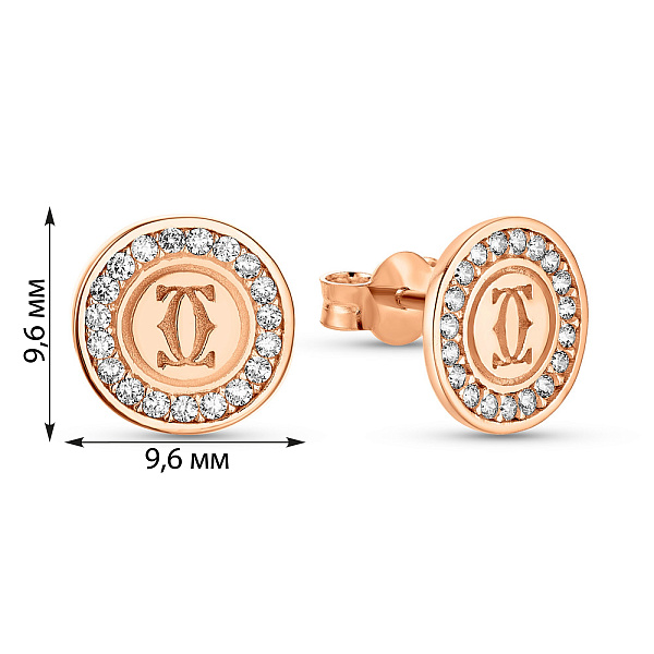 Золотые пусеты с фианитами (арт. 109887) – изображение 2