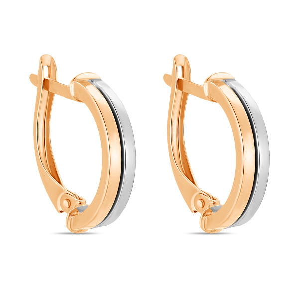 Золоті сережки в комбінованому кольорі металу (арт. 105961кб) – зображення 1