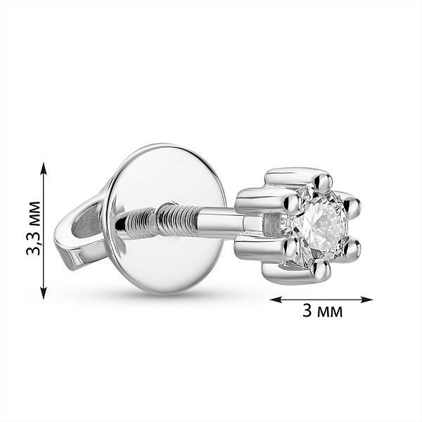 Золота одинарна сережка з діамантом (арт. Т011015005бЯ) – зображення 2