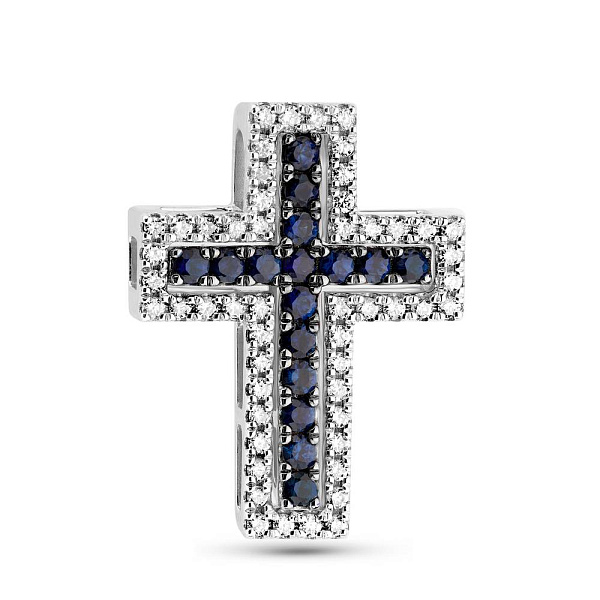 Хрестик трансформер з білого золота з сапфірами і діамантами (арт. 3109472202с) – зображення 1