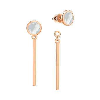 Золотые серьги подвески Лýна с эмалью (арт. 110616еп)