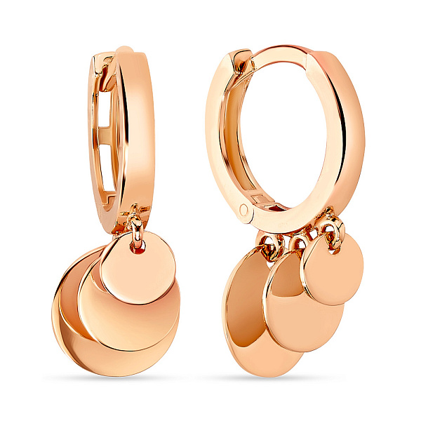 Сережки «Монеты» из красного золота (арт. 107811) – изображение 1