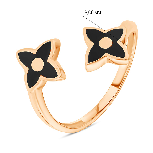 Кольцо «Цветы» с эмалью из красного золота (арт. 154449еч) – изображение 3