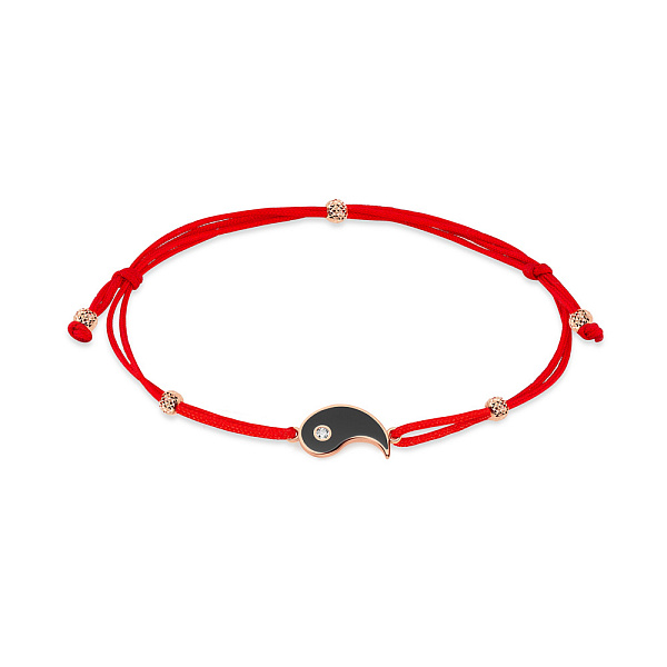 Парний браслет "Інь і Янь" на нитці з золотими вставками (арт. 340011кеч) – зображення 1