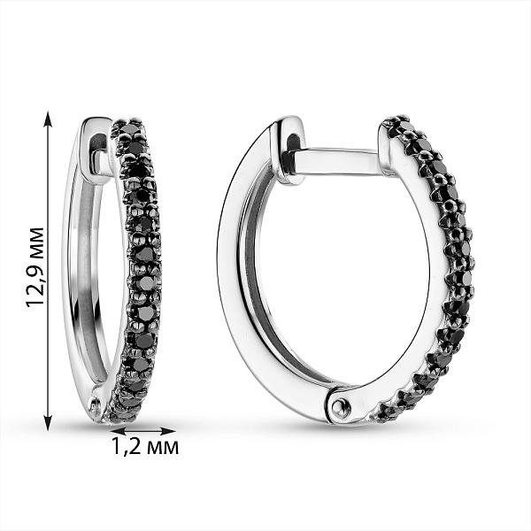 Золотые серьги кольца с бриллиантами (арт. С011816010бч) – изображение 4