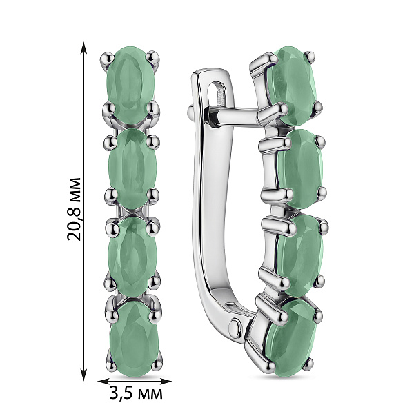 Срібні сережки зі смарагдами і фіанітами (арт. 7502/2180074Изм) – зображення 2