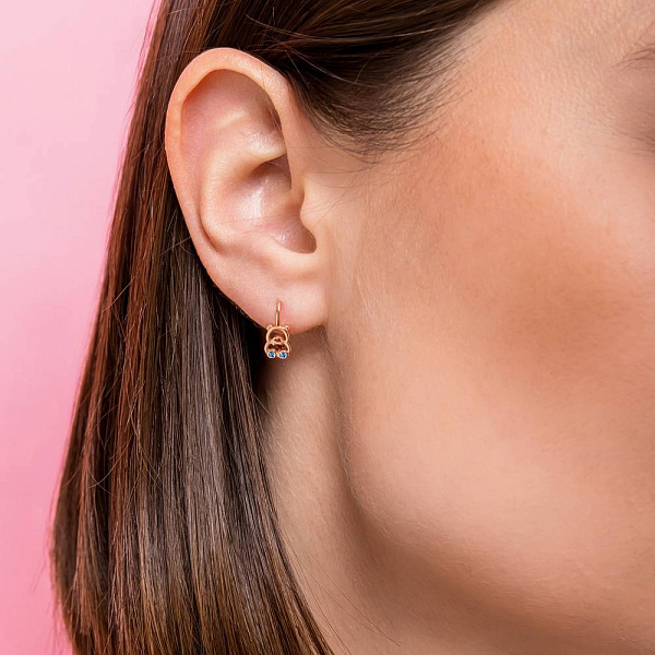 Сережки з червоного золота Ведмедики з фіанітами (арт. 111287г) – зображення 2