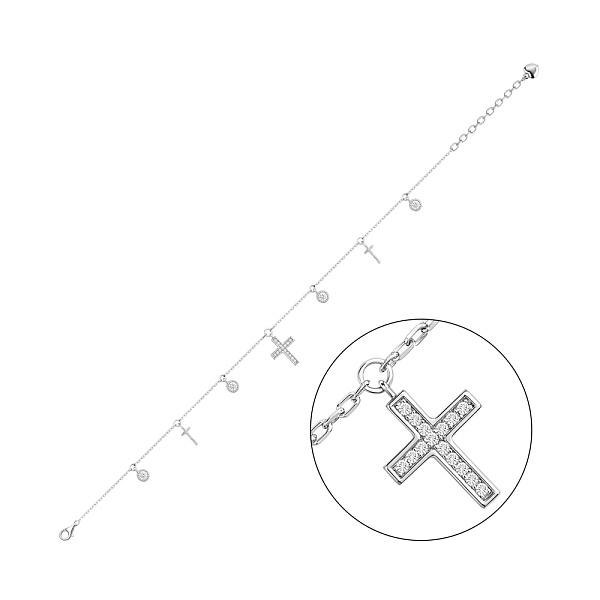 Серебряный браслет с россыпью фианитов (арт. 7509/5155) – изображение 1