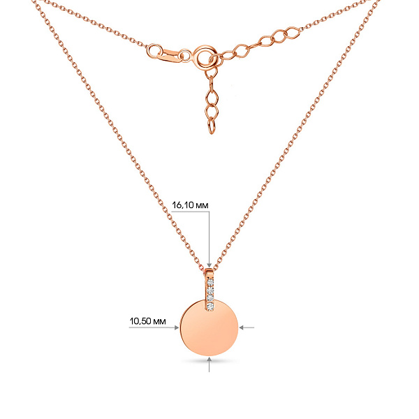 Золотое колье "Монета" с дорожкой из фианитов (арт. 352227/10) – изображение 3