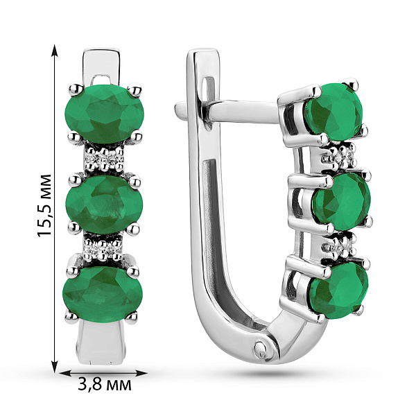 Золотые сережки с бриллиантами и изумрудом (арт. С011106би) – изображение 2