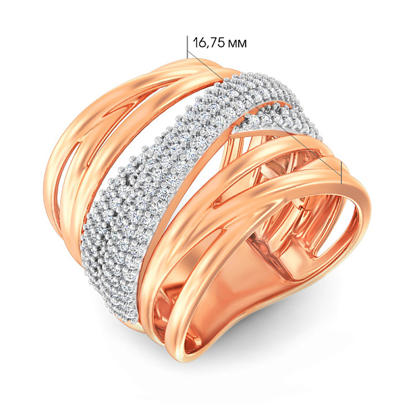 Каблучка з червоного золота з фіанітами (арт. 1401003) – зображення 4