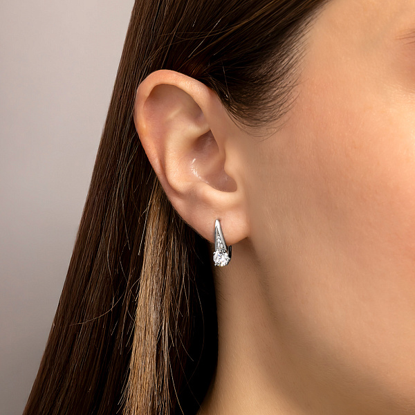 Срібні сережки з фіанітами (арт. 7502/1547С) – зображення 2