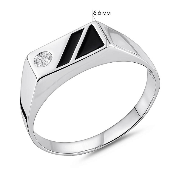 Серебряная печатка с эмалью и фианитом (арт. 7506/1615реч) – изображение 2