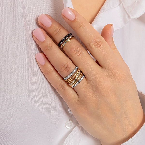 Кольцо Синергия из желтого золота с фианитами (арт. 140463жч) – изображение 2