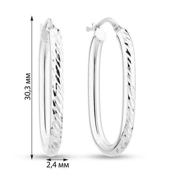 Серьги-кольца из белого золота (арт. 1091571/30б) – изображение 2