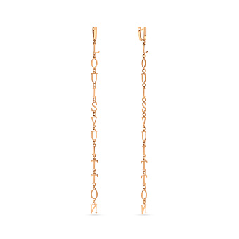 Фото Длинные серьги-подвески из красного золота (арт. 104995)