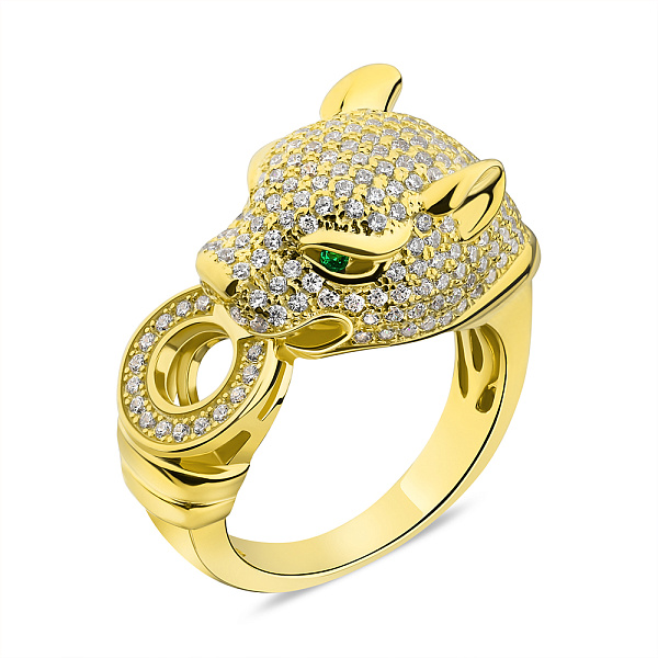 Срібна каблучка з фіанітами і жовтим родіюванням (арт. 7501/6695жаз) – зображення 1