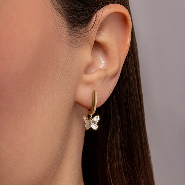 Серьги-подвески из желтого золота Бабочки (арт. 110471ж) – изображение 2