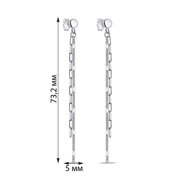 Длинные серебряные серьги с цепочками (арт. 7518/7100) – изображение 2