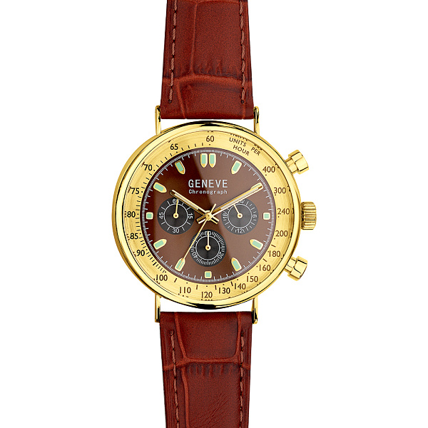 Наручные золотые часы с кожаным ремешком (арт. 260240жшкр) – изображение 2