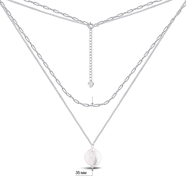 Кольє зі срібла з перлиною (арт. 7507/2187134жб) – зображення 3