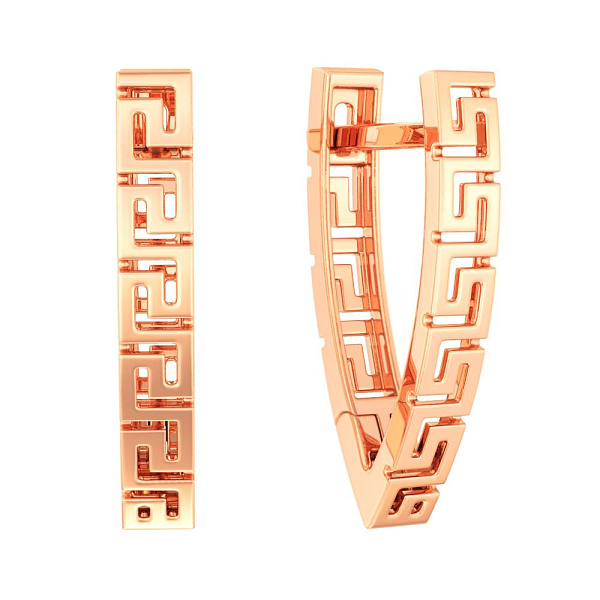 Золотые серьги Олимпия с греческим орнаментом  (арт. 110695) – изображение 1