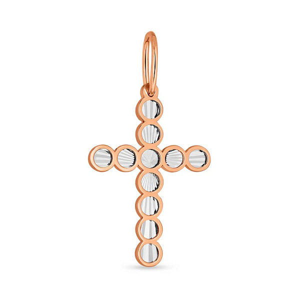 Хрестик з червоного і білого золота (арт. 440764/1кб) – зображення 1