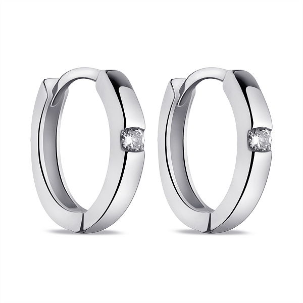 Серебряные серьги-кольца с фианитами (арт. 7502/9312/15) – изображение 1