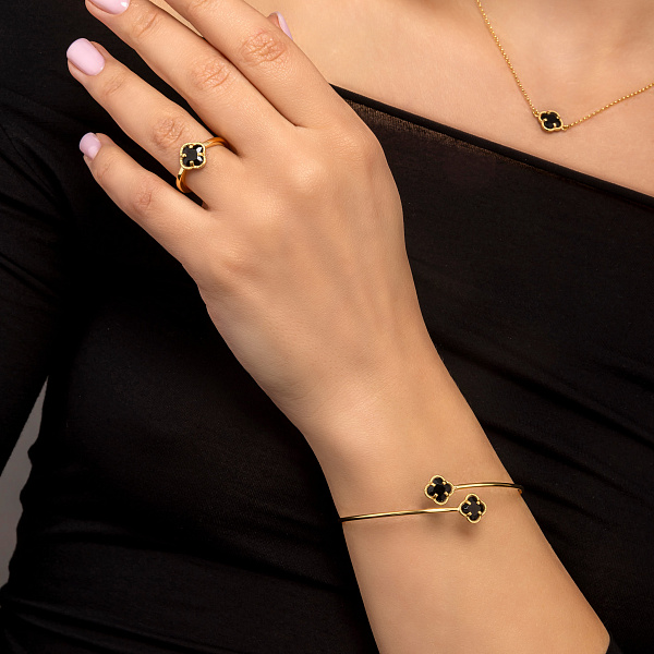 Браслет з жовтого золота з чорними фіанітами (арт. 3261233жч) – зображення 3