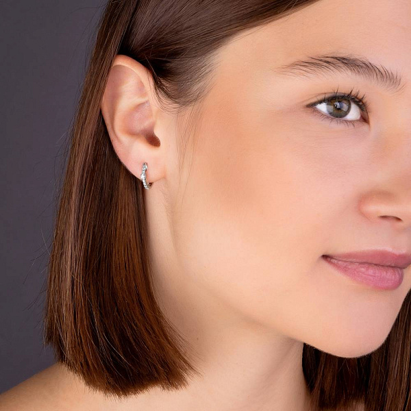 Золотые серьги кольца с бриллиантами (арт. С341312020б) – изображение 2