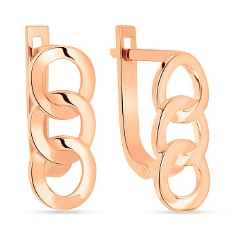 Серьги "Звенья" из красного золота без камней  (арт. 108966)