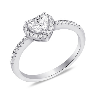 Серебряное кольцо Сердце с фианитами (арт. 7501/7055)