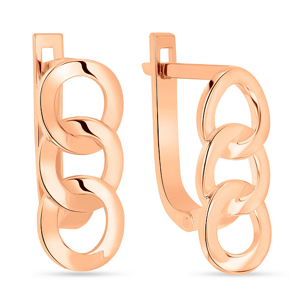 Серьги "Звенья" из красного золота без камней  (арт. 108966) – изображение 1
