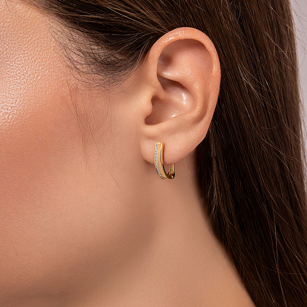 Сережки з жовтого золота з доріжкою з фіанітів (арт. 110485ж) – зображення 2