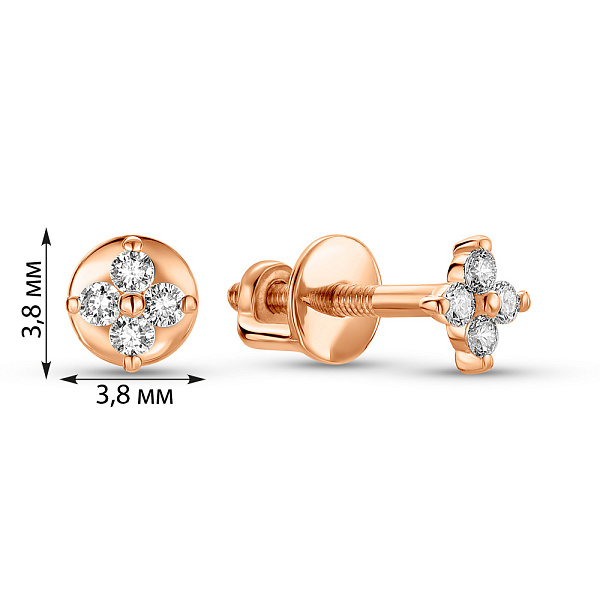 Пусеты из красного золота с бриллиантами (арт. Т011473010) – изображение 2