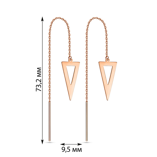 Сережки-протяжки з червоного золота (арт. 109409) – зображення 2