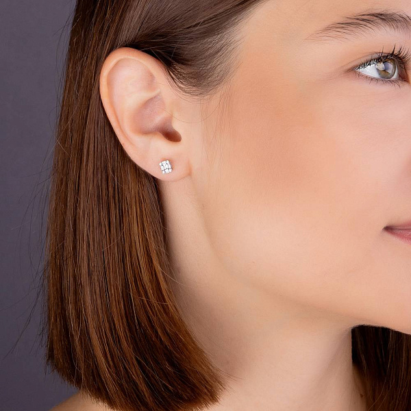 Золоті сережки пусети з діамантами (арт. С341310020б) – зображення 2