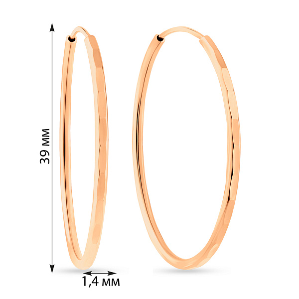 Серьги-кольца из красного золота (арт. 121902/40) – изображение 3
