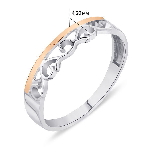Кольцо серебряное с золотой накладкой (арт. 7201/335кп) – изображение 2