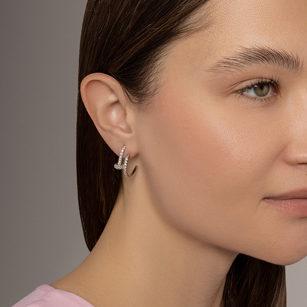 Срібні пусети Цвях з доріжкою з фіанітів (арт. 7518/7334) – зображення 3