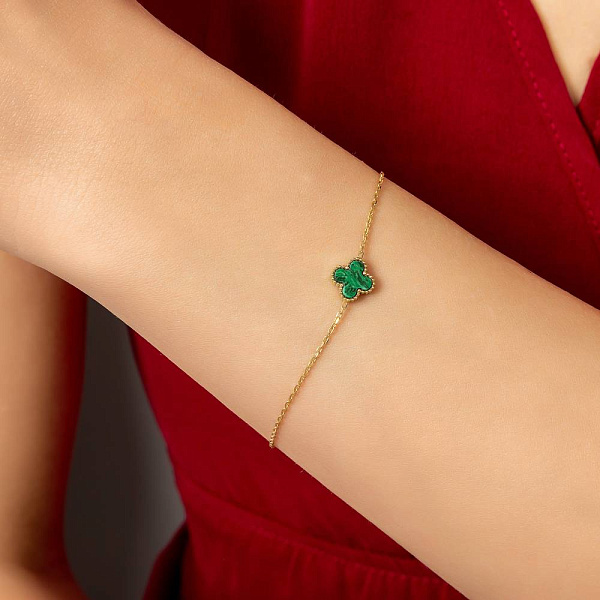 Золотий браслет з малахітом (арт. 326917/8жмлх) – зображення 2