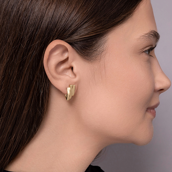 Серьги из желтого золота без камней (арт. 111458жм) – изображение 3