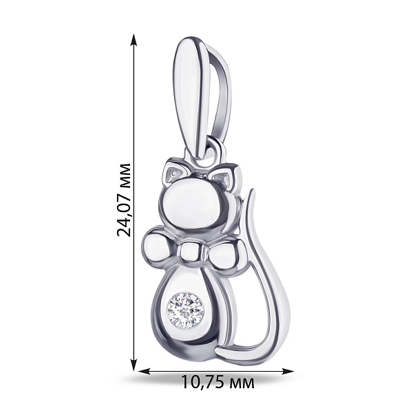 Серебряная подвеска Котенок с фианитом (арт. 7503/35043р) – изображение 2