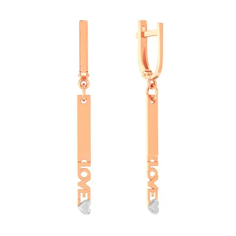 Золотые серьги с подвесками «Love» (арт. 110580)