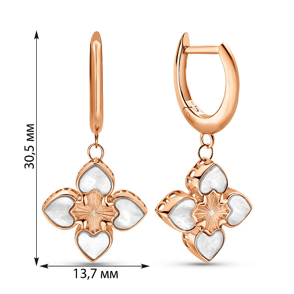 Сережки з червоного золота з перламутром (арт. 1091613п) – зображення 4