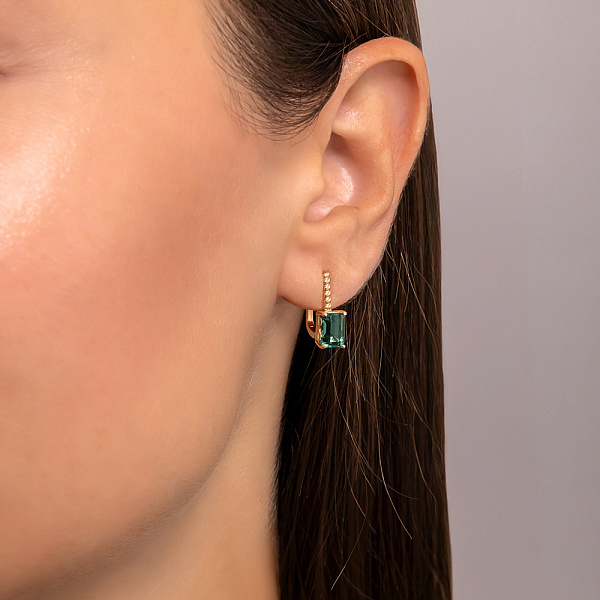 Золотые серьги с кварцем (арт. 111376Пз) – изображение 2