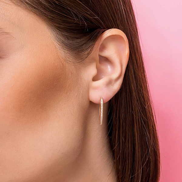 Серьги из красного золота с фианитами (арт. 1091314) – изображение 2