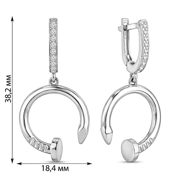 Золоті сережки з фіанітами Цвях (арт. 105402б) – зображення 2